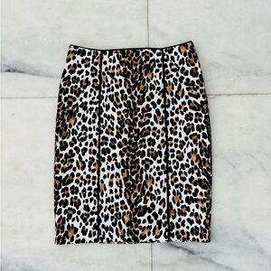 White House Black Market Pencil Skirt Animal Print Women 2 NWT Office Career 90s